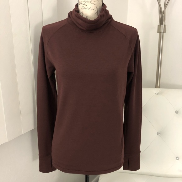 Lole Tops - Lole Crescent Snood Long Sleeve Brown Workout Top